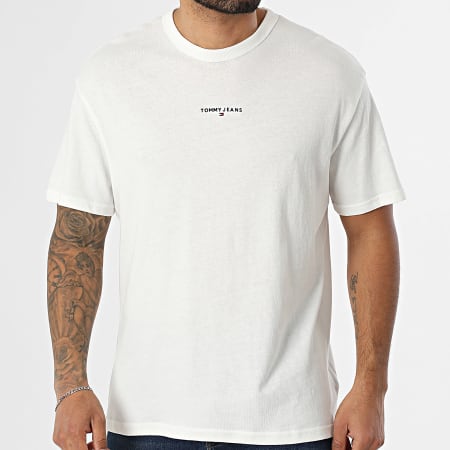 Tommy Jeans - Tee Shirt Oversize Linear Logo 1110 Blanc