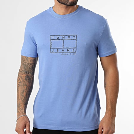Tommy Jeans - Tee Shirt Center Flag 2317 Bleu Clair