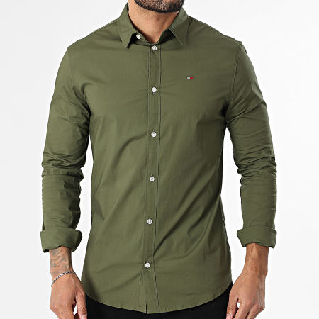 Tommy Jeans - Camisa de Mangas Largas TJM Original Stretch 4405 Verde Kaki
