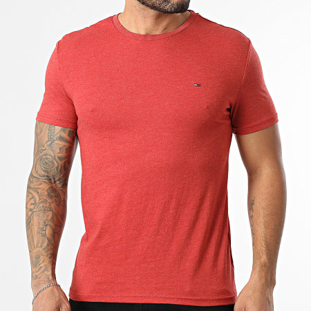 Tommy Jeans - Tee Shirt Slim Jaspe 0363 Rouge Chiné