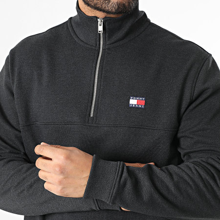 Tommy Jeans - Sudadera Cuello Alto Con Cremallera Badge 2344 Gris Antracita Melange