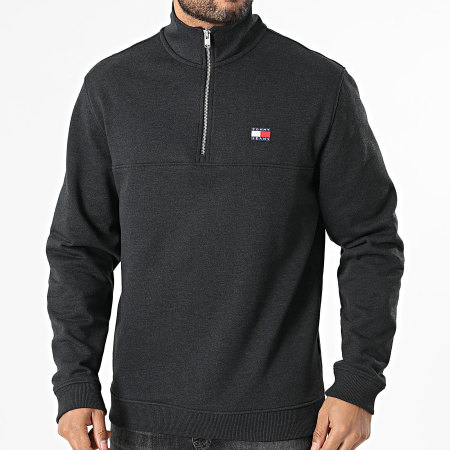 Tommy Jeans - Sudadera Cuello Alto Con Cremallera Badge 2344 Gris Antracita Melange