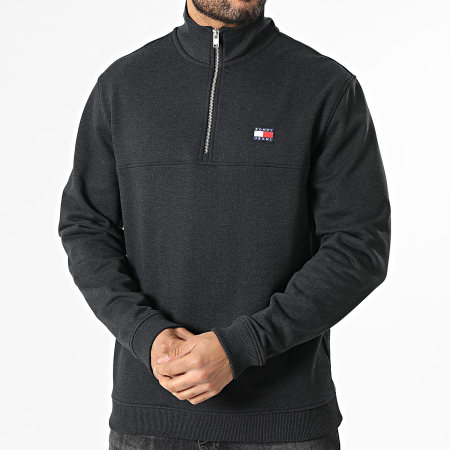 Tommy Jeans - Sudadera Cuello Alto Con Cremallera Badge 2344 Gris Antracita Melange