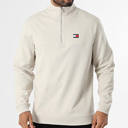 Tommy Jeans - Sweat Col Montant Zippé Badge 2344 Beige