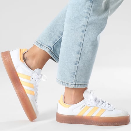 Adidas Originals - Baskets Femme Sambae J JP9533 Footwear White Acid Orange Gold Metallic
