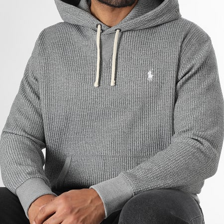 Polo Ralph Lauren - Sweat Capuche Waffle Original Player Gris Chiné
