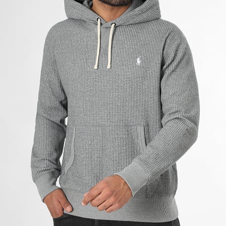 Polo Ralph Lauren - Sweat Capuche Waffle Original Player Gris Chiné