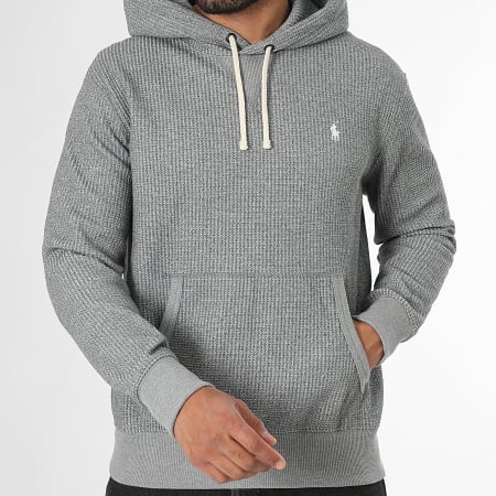Polo Ralph Lauren - Sweat Capuche Waffle Original Player Gris Chiné
