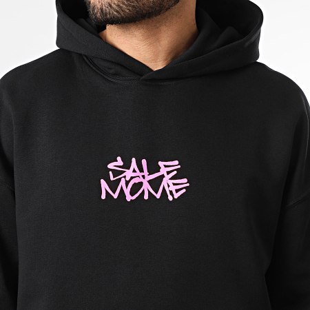 Sale Môme Paris - Sudadera con capucha Relaxed Lapin Royalty Negro Rosa Fluo