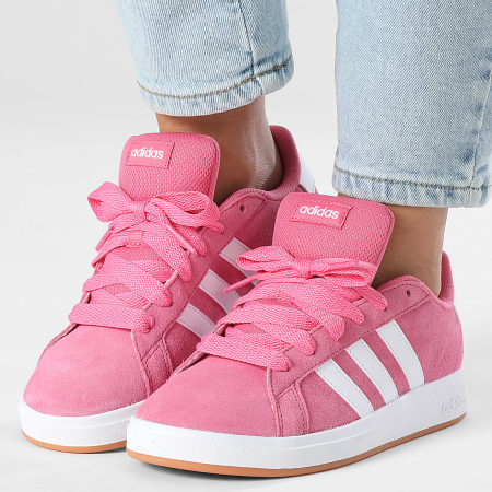 Adidas Performance - Zapatillas Mujer Grand Court 00s K JR9850 Fusión Rosa Footwear Blanco Goma 10