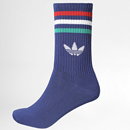 Adidas Originals - Pack van 3 Paar Sokken 3 Stripes Crew KR5155 Wit Marine Rood Groen