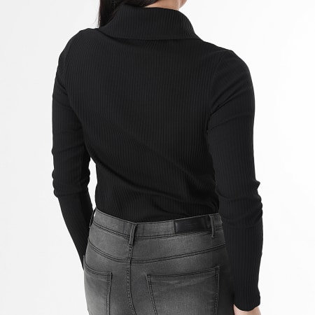 Only - Tee Shirt Manches Longues Col Zippé Femme Effi Noir