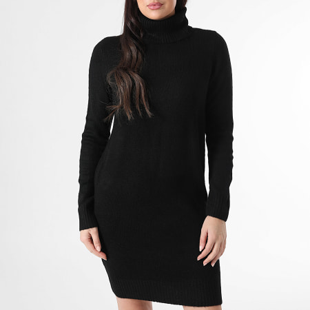 Only - Vestido Jersey Mujer Cuello Alto Elanor Negro