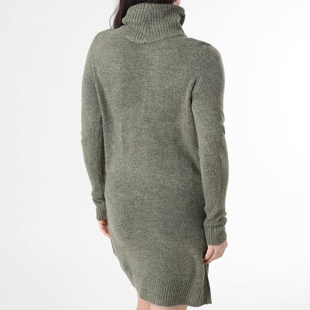 Only - Vestido Jersey Mujer Cuello Alto Elanor Verde Caqui