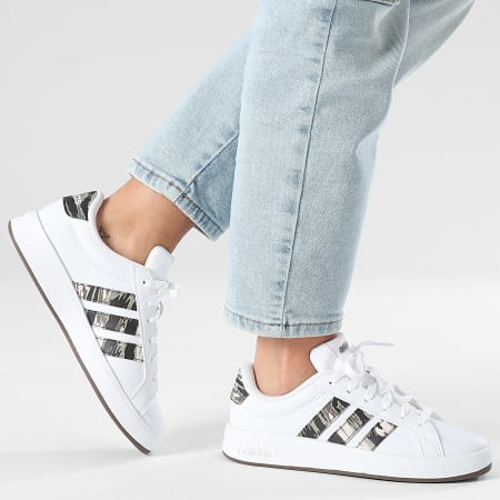 Adidas Performance - Zapatillas Mujer Grand Court 3.0 J KI5695 Blanco Calzado Verde Goma 5