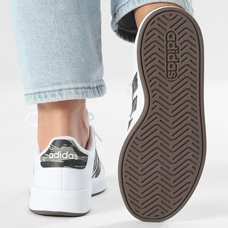 Adidas Performance - Zapatillas Mujer Grand Court 3.0 J KI5695 Blanco Calzado Verde Goma 5