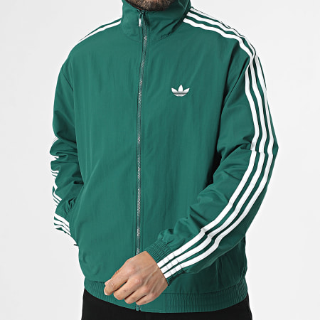 Adidas Originals - Veste Zippée A Bandes Firebird KC8018 Vert Blanc
