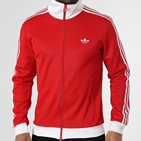 Adidas Originals - Veste Zippée A Bandes Beckenbauer KE3525 Rouge Blanc