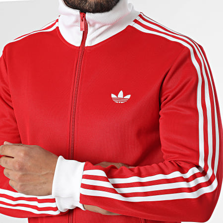 Adidas Originals - Veste Zippée A Bandes Beckenbauer KE3525 Rouge Blanc
