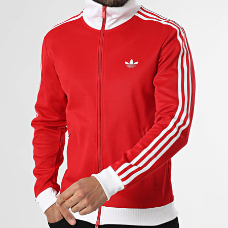 Adidas Originals - Veste Zippée A Bandes Beckenbauer KE3525 Rouge Blanc