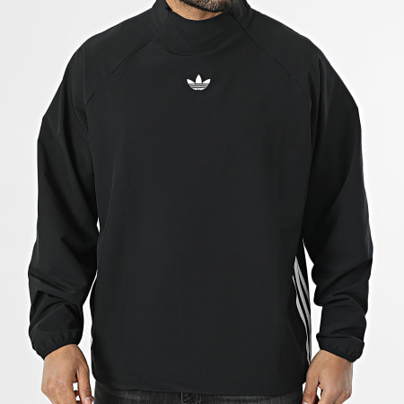 Adidas Originals - Veste Outdoor A Bandes Col Zippé Woven Drill KF7713 Noir