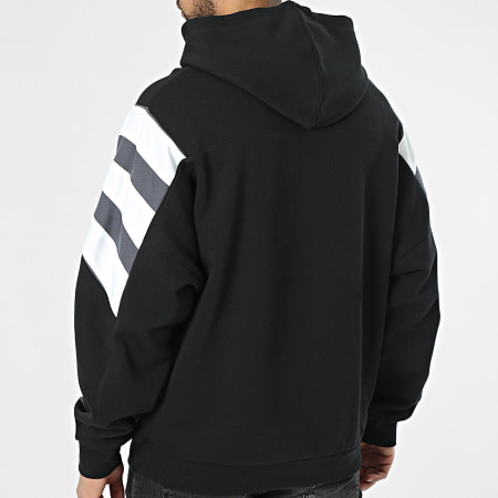 Adidas Originals - Sweat Capuche A Bandes Santiago KT0727 Noir Gris Blanc