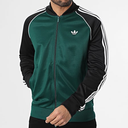 Adidas Originals - Veste Zippée A Bandes KE3509 Vert Noir