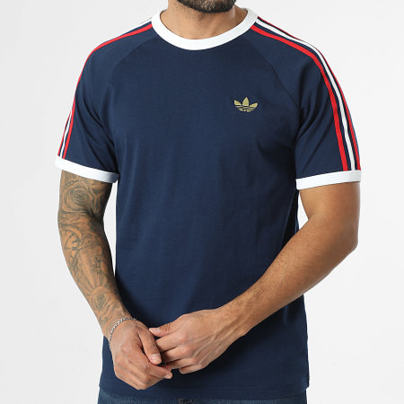 Adidas Originals - Tee Shirt A Bandes KC8636 Bleu Marine Rouge Blanc Doré