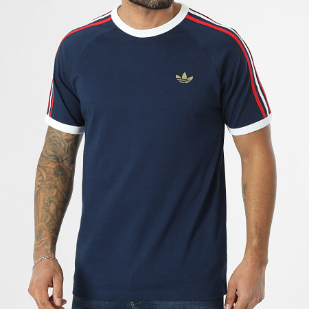 Adidas Originals - Tee Shirt A Bandes KC8636 Bleu Marine Rouge Blanc Doré