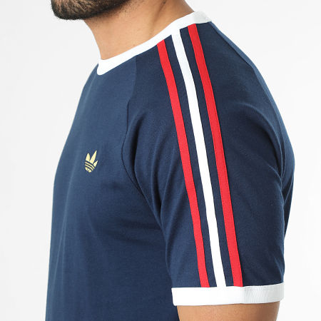Adidas Originals - Tee Shirt A Bandes KC8636 Bleu Marine Rouge Blanc Doré