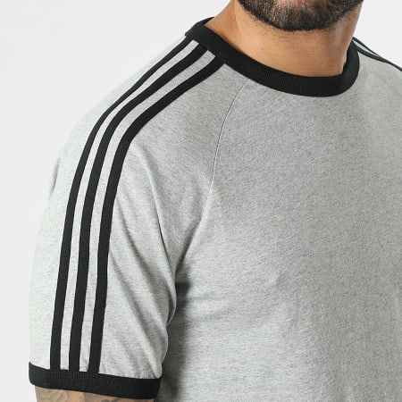 Adidas Originals - Tee Shirt A Bandes 3 Stripes KE3532 Gris Chiné Noir