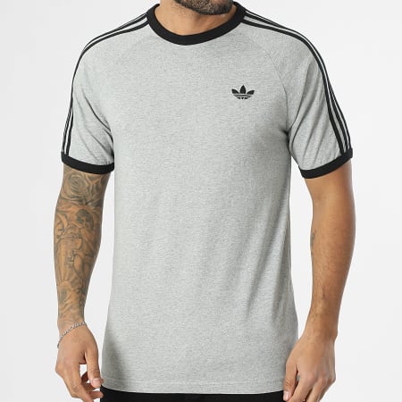Adidas Originals - Tee Shirt A Bandes 3 Stripes KE3532 Gris Chiné Noir