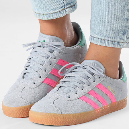 Adidas Originals - Baskets Femme Gazelle J IH6467 Halo Silver Lucid Pink Green