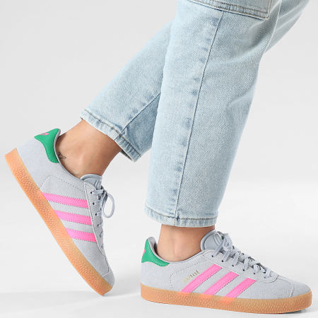 Adidas Originals - Baskets Femme Gazelle J IH6467 Halo Silver Lucid Pink Green
