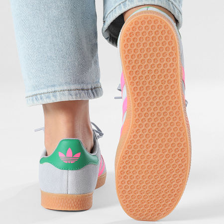 Adidas Originals - Baskets Femme Gazelle J IH6467 Halo Silver Lucid Pink Green