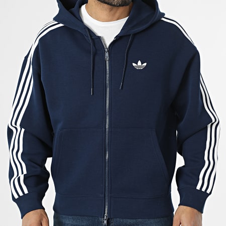 Adidas Originals - Sweat Capuche Zippé A Bandes Spacer KD4086 Bleu Marine