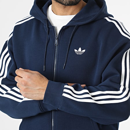 Adidas Originals - Sweat Capuche Zippé A Bandes Spacer KD4086 Bleu Marine
