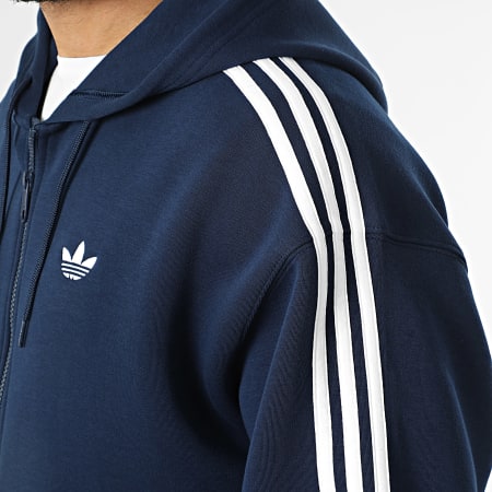 Adidas Originals - Sweat Capuche Zippé A Bandes Spacer KD4086 Bleu Marine