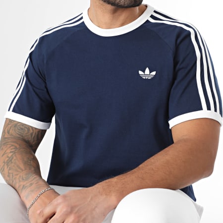 Adidas Originals - Tee Shirt A Bandes 3 Stripes KE3536 Bleu Marine Blanc