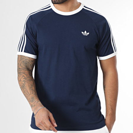 Adidas Originals - Tee Shirt A Bandes 3 Stripes KE3536 Bleu Marine Blanc