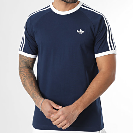 Adidas Originals - Tee Shirt A Bandes 3 Stripes KE3536 Bleu Marine Blanc