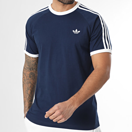 Adidas Originals - Tee Shirt A Bandes 3 Stripes KE3536 Bleu Marine Blanc