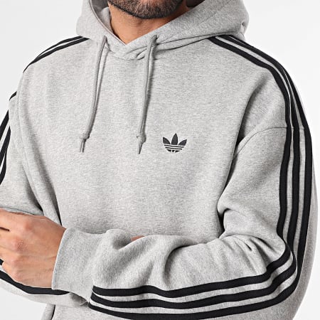 Adidas Originals - Sweat Capuche A Bandes 3 Stripes KE0887 Gris Chiné
