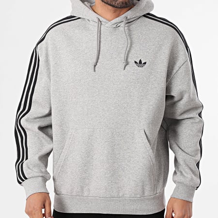 Adidas Originals - Sweat Capuche A Bandes 3 Stripes KE0887 Gris Chiné