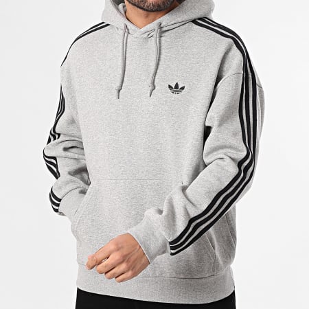 Adidas Originals - Sweat Capuche A Bandes 3 Stripes KE0887 Gris Chiné