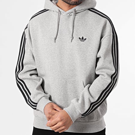 Adidas Originals - Sweat Capuche A Bandes 3 Stripes KE0887 Gris Chiné