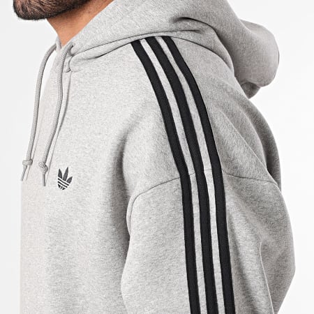Adidas Originals - Sweat Capuche A Bandes 3 Stripes KE0887 Gris Chiné