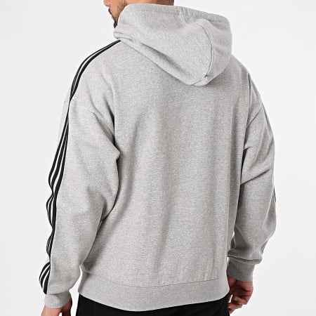 Adidas Originals - Sweat Capuche A Bandes 3 Stripes KE0887 Gris Chiné