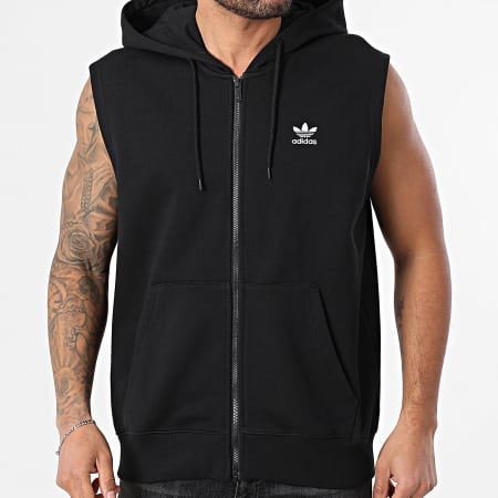 Adidas Originals - Sweat Capuche Zippé Sans Manches Essentials KC7903 Noir