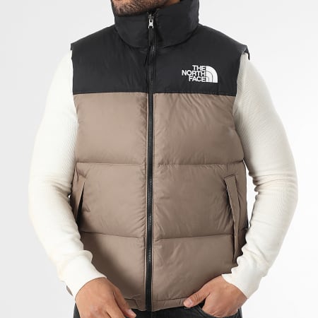 The North Face - Doudoune Sans Manches Retro Nuptse 1996 Taupe Noir